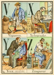 V X Y Z: Vinicultor, Xilógrafo, Ojos (oculista), Zingueur