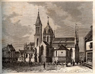 Valognes - Normandía - grabado en “La France illustree: geographie, histoire, administration statistique” por V.A. Malt-Brown. 1884