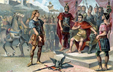 Vercingétorix, líder galo, se rindió a Julio César en 52 a.C.