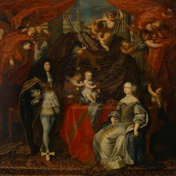 Víctor Amadeo II (1666-1732) Duque de Saboya con su esposa Ana de Orleans y su familia