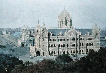 Victoria Terminus, Bombay, grabado por Gillot, c.1910