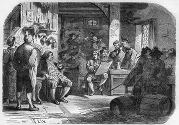 Vista del Cabaret des Porcherons en París. Grabado en 