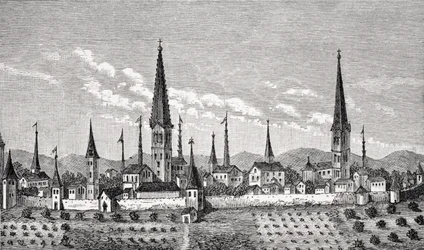 Vista de Dortmund, después de un grabado en cobre en 
