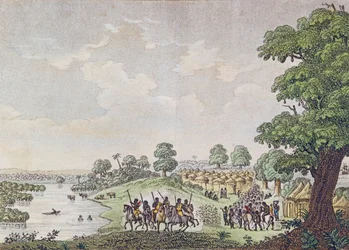 Vista de Joal, puerto de comercio en el Reino de Sine, Senegal, c.1810