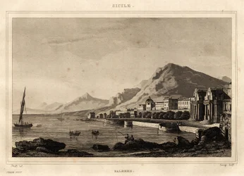 Vista de Palermo, Sicilia, grabado por Storelli, en 