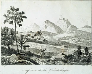 Vista de una soufrière en Guadalupe. Grabado del siglo XIX. Chartres, Museo de Bellas Artes