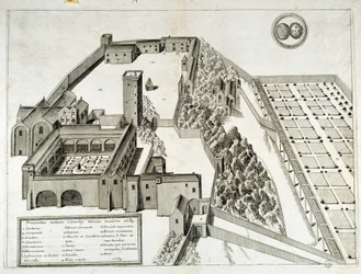Vista de la Abadía Benedictina de Saint Pierre de Montmajour (o Mont Majour), fundada en 948, Arles, Francia