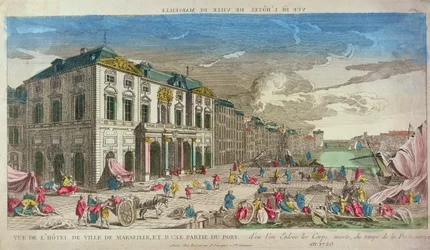 Vista del Hotel de Ville, Marsella, en 1720