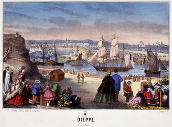 Vista del Puerto de Dieppe, imagen de Epinal, n.d. siglo XIX