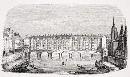 Vista del antiguo Pont-au-Change, de un grabado de la 