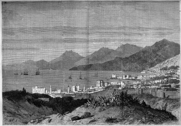Vista de la ciudad de Beirut en 1860. Grabado en "El Mundo Ilustre" n°172 del 28 de julio de 1860