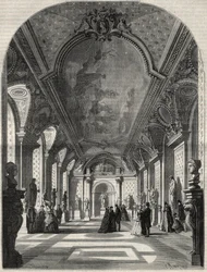 Vista de la nueva sala de los emperadores romanos, en el Museo de Antigüedades del Louvre. Grabado en “L