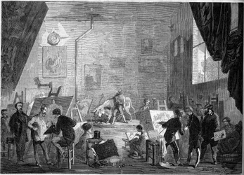 Vista del estudio del pintor Gustave Courbet, rue Notre Dame des Champs en París
