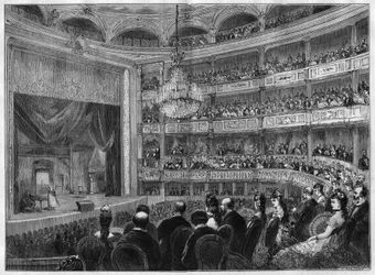 Vista de la sala del teatro del Odeón, recién restaurado. París