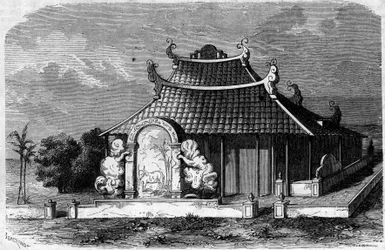 Vista de la tumba de Georges Pierre Pigneau de Behaine (1741-1799), obispo de Adran. Saigón, Cochinchina