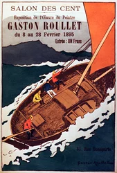 Cartel vintage para exposición de galería de pintura por el artista Gaston Roulette, 1895