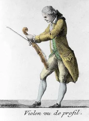 Violín visto de perfil. Grabado de finales del siglo XVIII.
