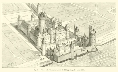 Vista aérea del Louvre de Philippe-Auguste, antes de 1362