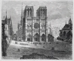 Vista de Notre-Dame de París - en “París a través de los siglos”, por H. Gourdon de Genouillac, ed. F. Roy, París