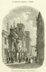 Vista de la entrada del Arsenal, en Venecia (grabado)