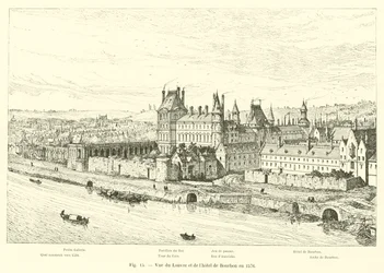 Vista del Louvre y del hotel de Bourbon en 1576