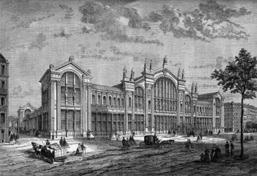 Vista exterior de la Gare du Nord en París, construida por el arquitecto francés Jacques Hittorff (1792-1867)