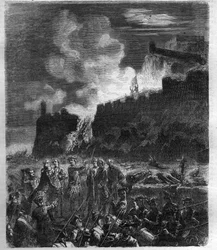 Guerra de Sucesión Española (1701-1714) entre Francia y su aliado España y una coalición de países europeos. Grabado en “Histoire des Papes-Rois-Reinas y Emperadores a través de los siglos” de Maurice Lachatre