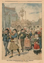 Día de boda en Plougastel, Bretaña, ilustración de Le Petit Journal, suplemento ilustrado, 27 de enero de 1907