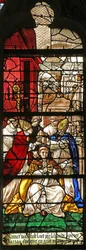 Ventana que representa una escena de la vida de San Vast