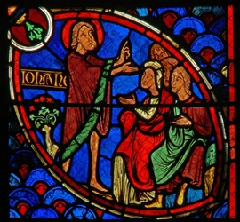 Ventana que representa una escena de la vida de San Juan Bautista