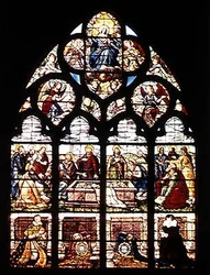 Ventana que representa la Asunción de la Virgen y los donantes, el Mariscal de Montigny y su esposa, Gabrielle de Crevent, de la Capilla de las Fuentes Bautismales, 1619