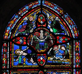 Quinta sección de la ventana w7: la muerte de San Pedro: su alma asciende al cielo