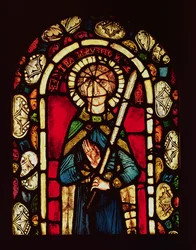 Ventana de San Timoteo con la palma del mártir, removida de la Abadía de Neuwiller, estudio de Lorin de Chartres, escuela alsaciana