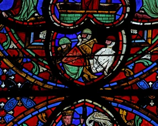 Ventana w0 que representa la Resurrección - los soldados dormidos