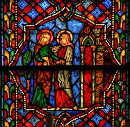 Ventana que representa la Visitación