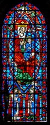 Ventana w100 que representa a la Virgen y el Niño; la Anunciación