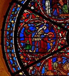 Ventana w100 que representa el martirio de Santa Bárbara