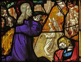 Ventana w10 que representa a Cristo en Getsemaní