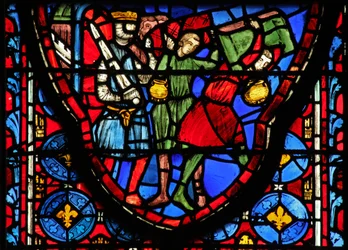 Ventana w15 Reliquias Sagradas: Creso trae reliquias de Jerusalén