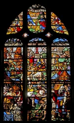 Ventana que representa a los israelitas recogiendo el maná