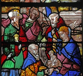 Ventana w16 que representa la Adoración de los Magos