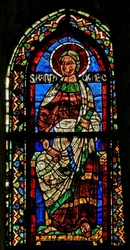 Ventana w203 que representa a San Bartolomé