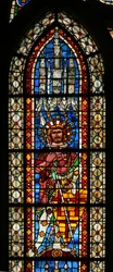 Ventana w203 que representa a San Demetrio
