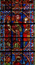 Ventana w204 que representa a San Pedro y San Pablo ante el Emperador Nerón