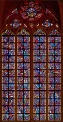 Ventana w207 que representa a Adán y Eva, Caín y Abel