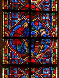 Ventana w207 que representa a Caín matando a Abel