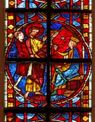 Ventana w210 que representa a Santiago ante Herodes