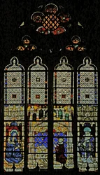 Ventana real con la Virgen María, Carlos VI y San Dionisio