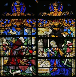 Ventana que representa la Adoración de los Pastores