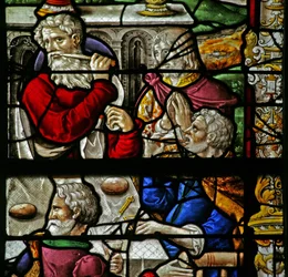 Ventana que representa la Última Cena